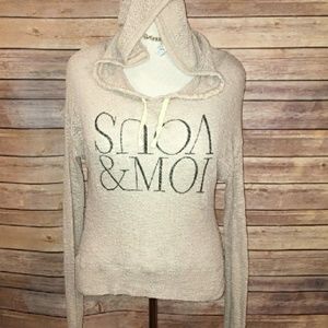 A&F open knit hooded sweater